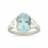 Aquamarine and Diamond Ring in 18ct White Gold