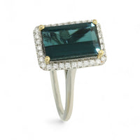 Tourmaline and Diamond Cluster Ring in 18ct Yellow and White Gold