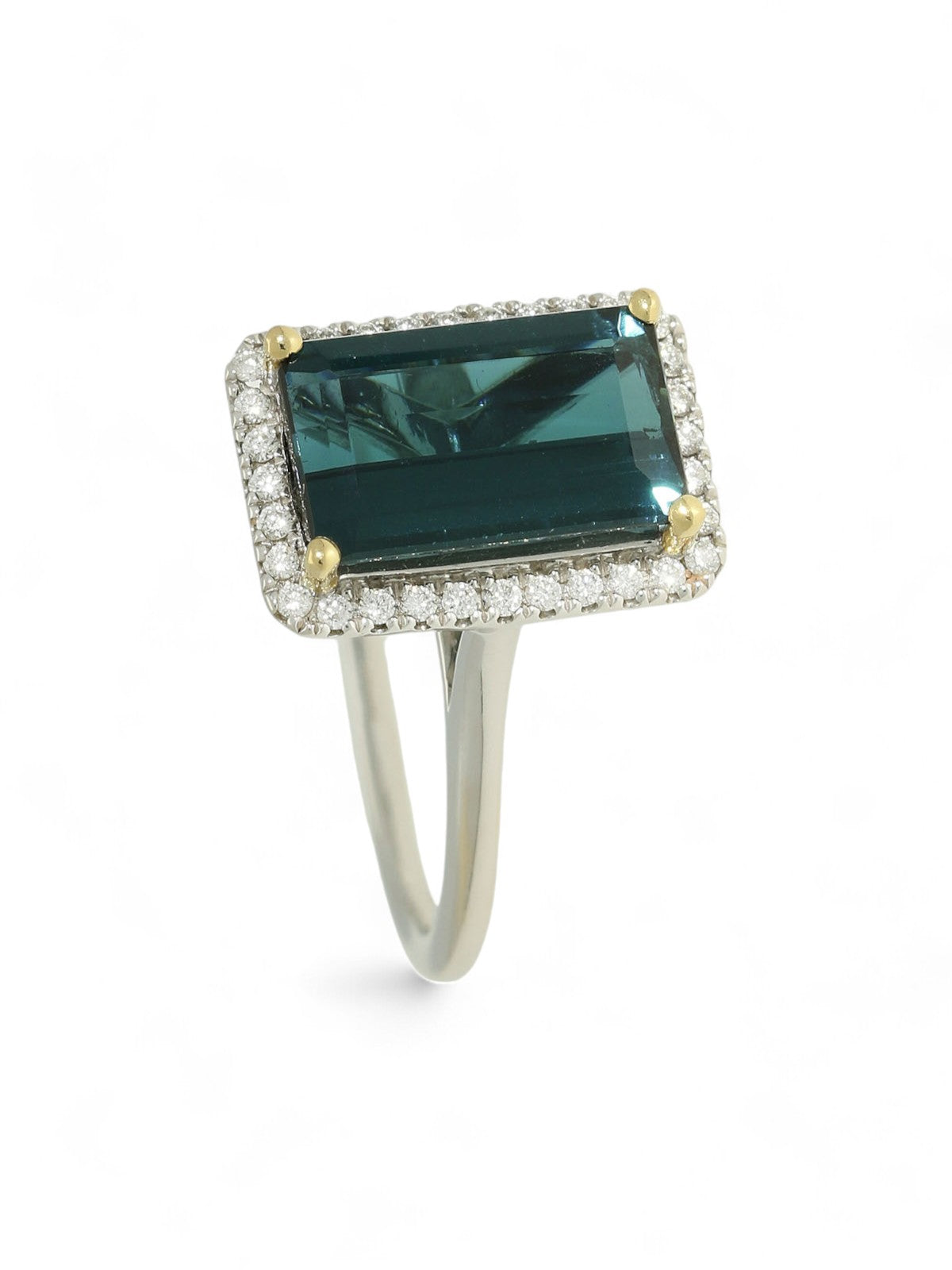 Tourmaline and Diamond Cluster Ring in 18ct Yellow and White Gold