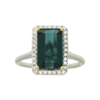 Tourmaline and Diamond Cluster Ring in 18ct Yellow and White Gold