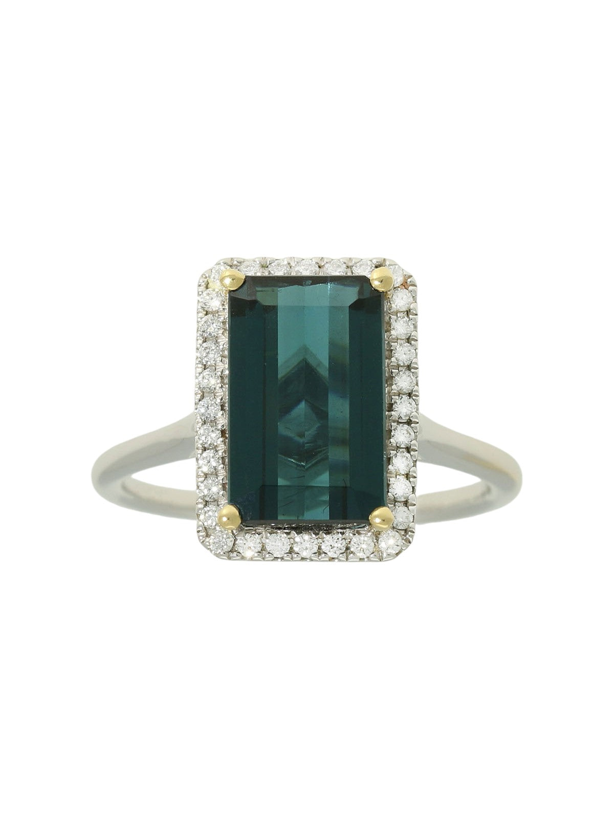 Tourmaline and Diamond Cluster Ring in 18ct Yellow and White Gold