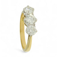 Three Stone Diamond Ring 1.27ct Round Brilliant Cut in 18ct Yellow & White Gold