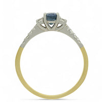 Sapphire & Diamond Three Stone Ring in 18ct Yellow & White Gold with Diamond Shoulders