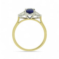 Sapphire & Diamond Three Stone Ring in 18ct Yellow & White Gold