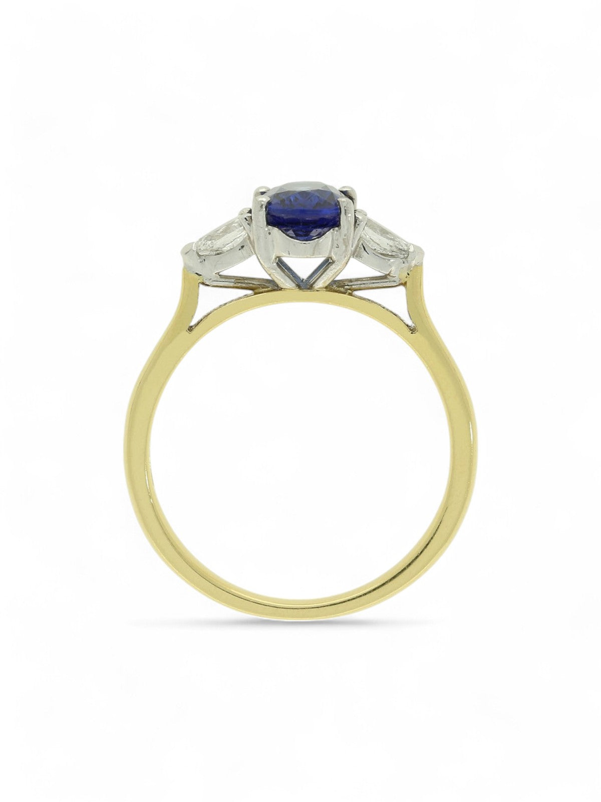 Sapphire & Diamond Three Stone Ring in 18ct Yellow & White Gold