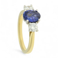 Sapphire & Diamond Three Stone Ring in 18ct Yellow & White Gold