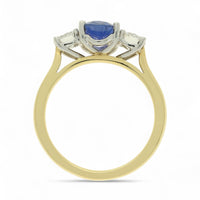 Sapphire & Diamond Three Stone Ring in 18ct Yellow & White Gold