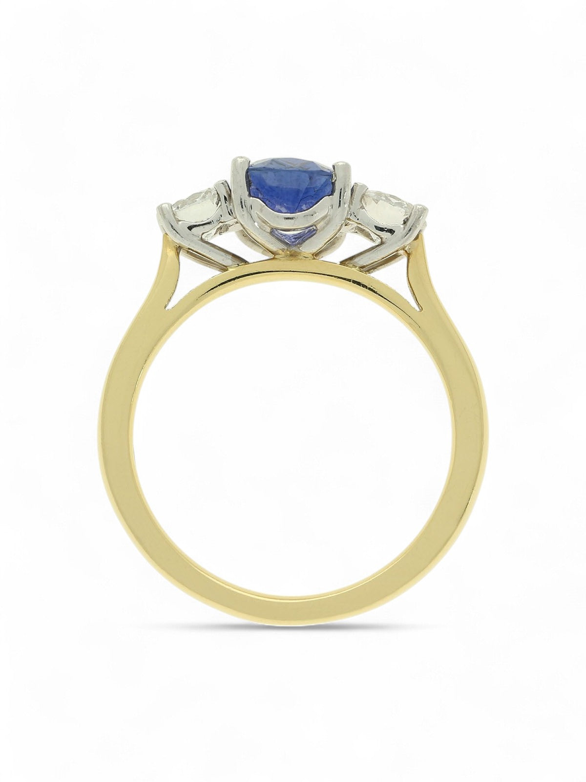 Sapphire & Diamond Three Stone Ring in 18ct Yellow & White Gold