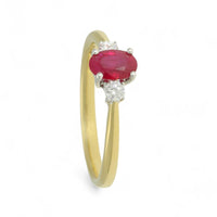 Ruby & Diamond Three Stone Ring in 18ct Yellow & White Gold