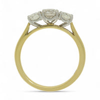 Pre Owned Three Stone Diamond Ring 1.29ct Round Brilliant Cut in 18ct Yellow & White Gold