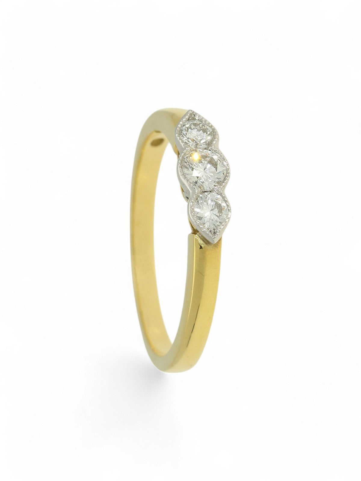 Three Stone Diamond Ring 0.30ct Round Brilliant Cut in 18ct Yellow & White Gold