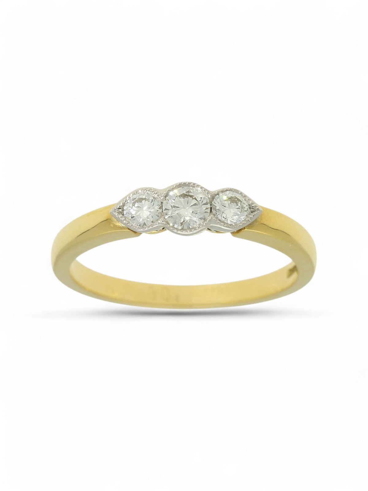 Three Stone Diamond Ring 0.30ct Round Brilliant Cut in 18ct Yellow & White Gold