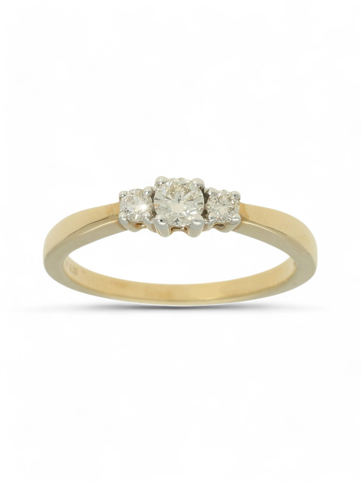 Diamond Three Stone Ring in 9ct Yellow & White Gold