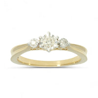 Diamond Three Stone Miracle Plate Ring 0.15ct Round Brilliant Cut in 9ct Yellow Gold