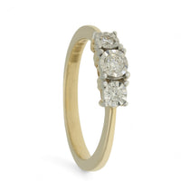 Diamond Three Stone Miracle Plate Ring 0.15ct Round Brilliant Cut in 9ct Yellow & White Gold