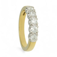 Five Stone Diamond Ring 0.55ct-0.60ct Round Brilliant Cut in 18ct Yellow & White Gold