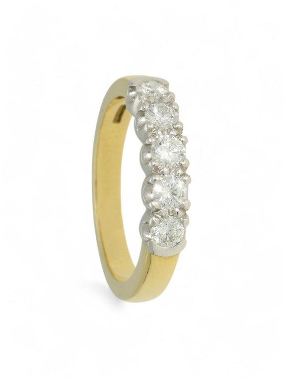 Five Stone Diamond Ring 0.55ct-0.60ct Round Brilliant Cut in 18ct Yellow & White Gold