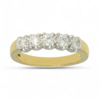 Five Stone Diamond Ring 0.55ct-0.60ct Round Brilliant Cut in 18ct Yellow & White Gold