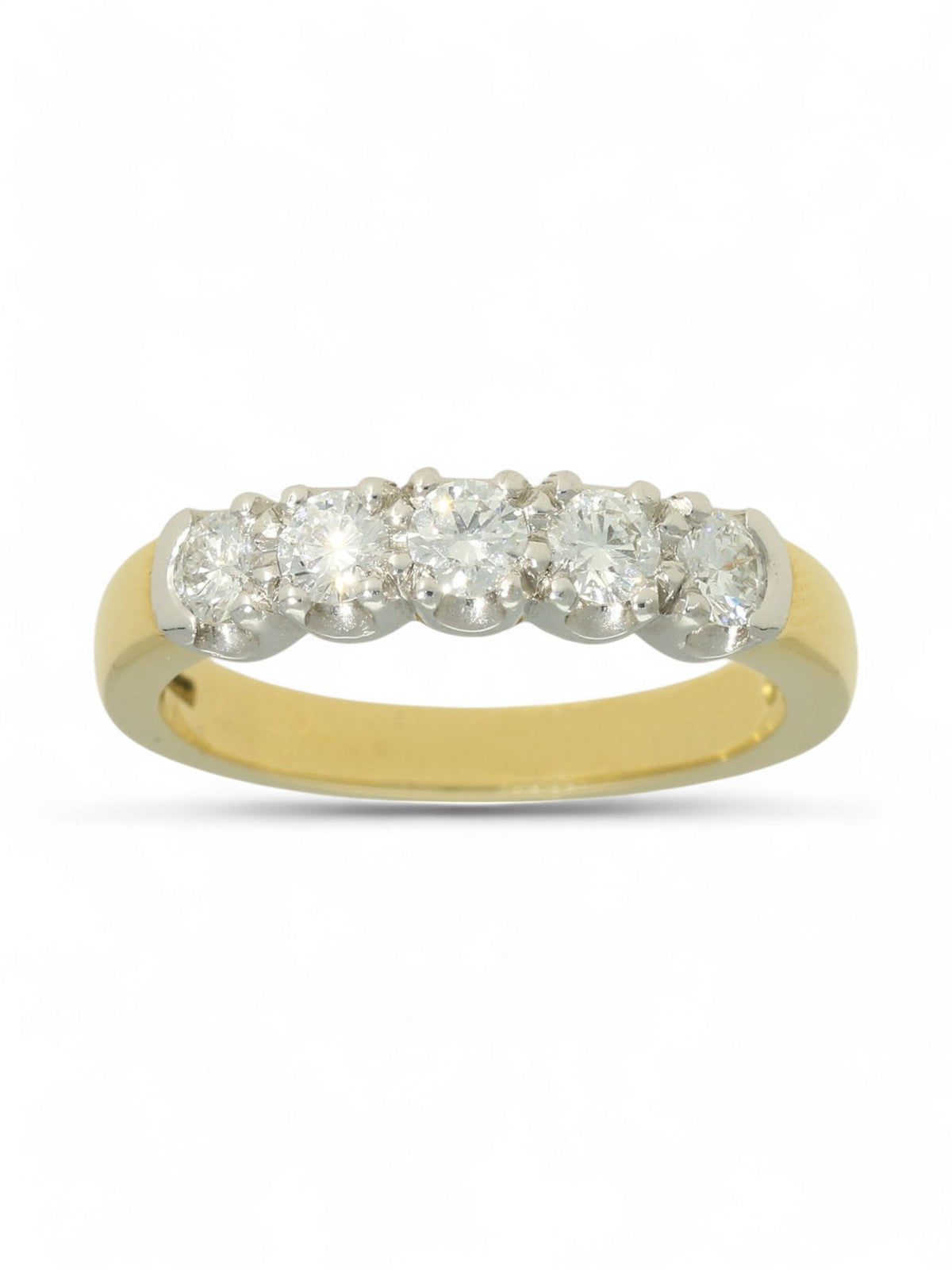 Five Stone Diamond Ring 0.55ct-0.60ct Round Brilliant Cut in 18ct Yellow & White Gold