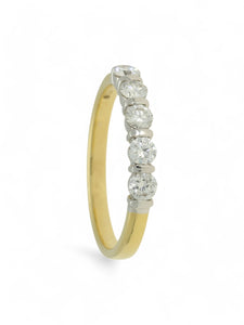 Five Stone Diamond Ring 0.50ct Certificated Round Brilliant Cut in 18ct Yellow & White Gold