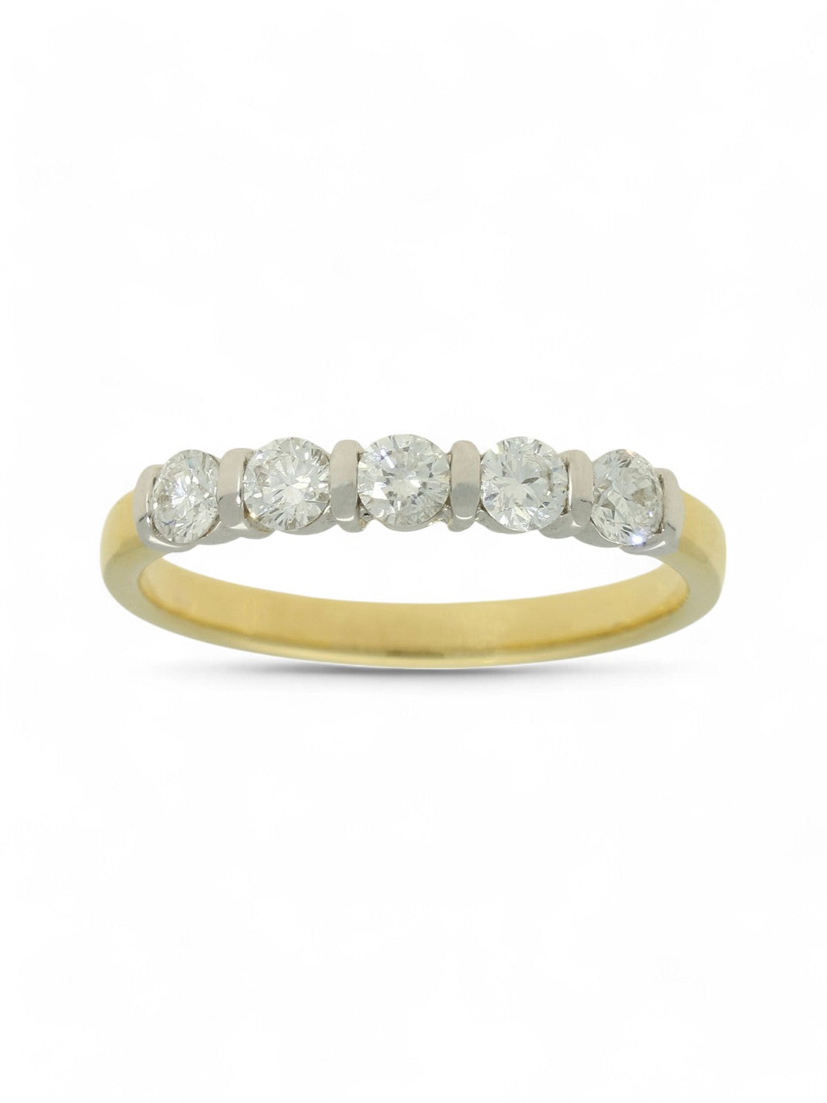 Five Stone Diamond Ring 0.50ct Certificated Round Brilliant Cut in 18ct Yellow & White Gold