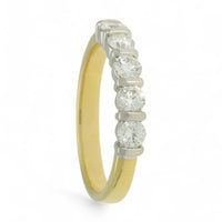 Five Stone Diamond Ring 0.75ct Certificated Round Brilliant Cut in 18ct Yellow & White Gold