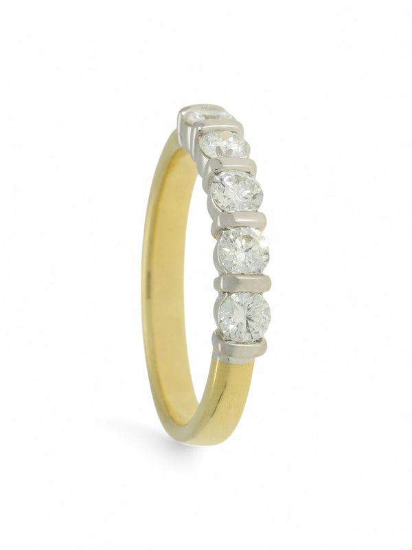 Five Stone Diamond Ring 0.75ct Certificated Round Brilliant Cut in 18ct Yellow & White Gold