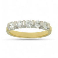 Five Stone Diamond Ring 0.75ct Certificated Round Brilliant Cut in 18ct Yellow & White Gold