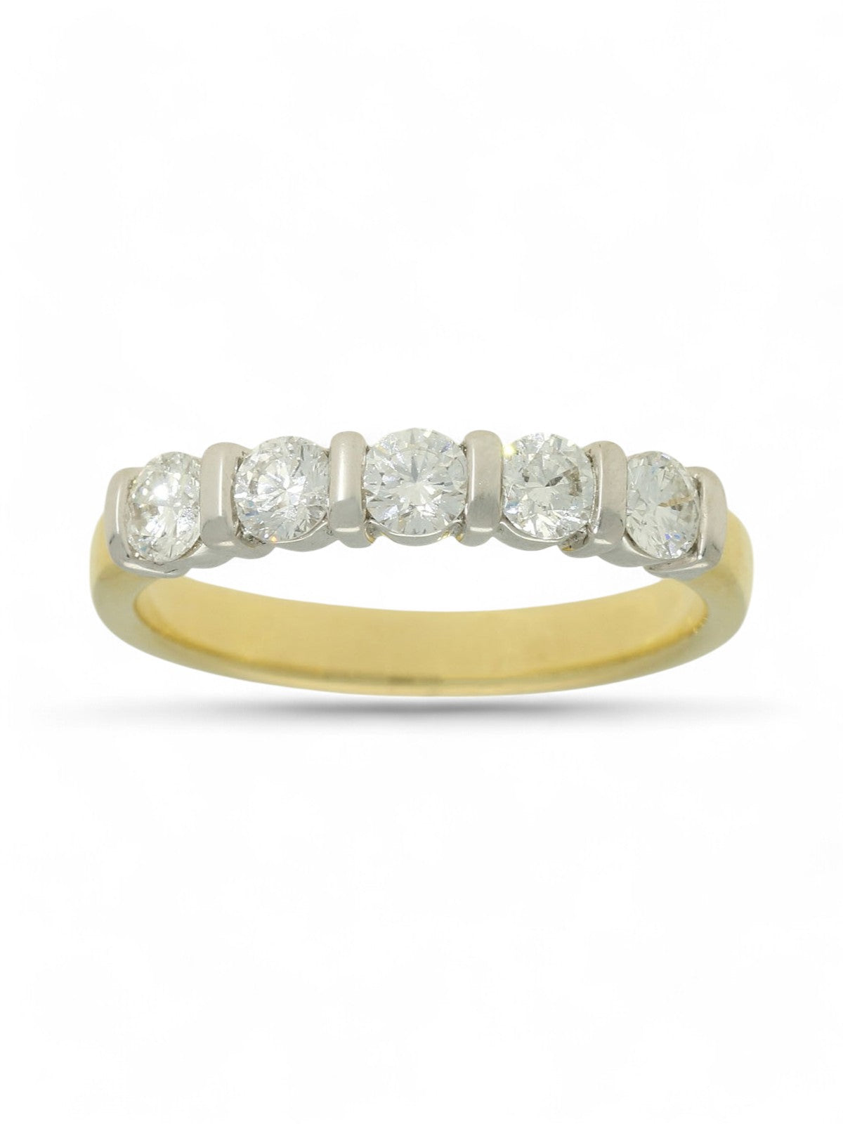 Five Stone Diamond Ring 0.75ct Certificated Round Brilliant Cut in 18ct Yellow & White Gold