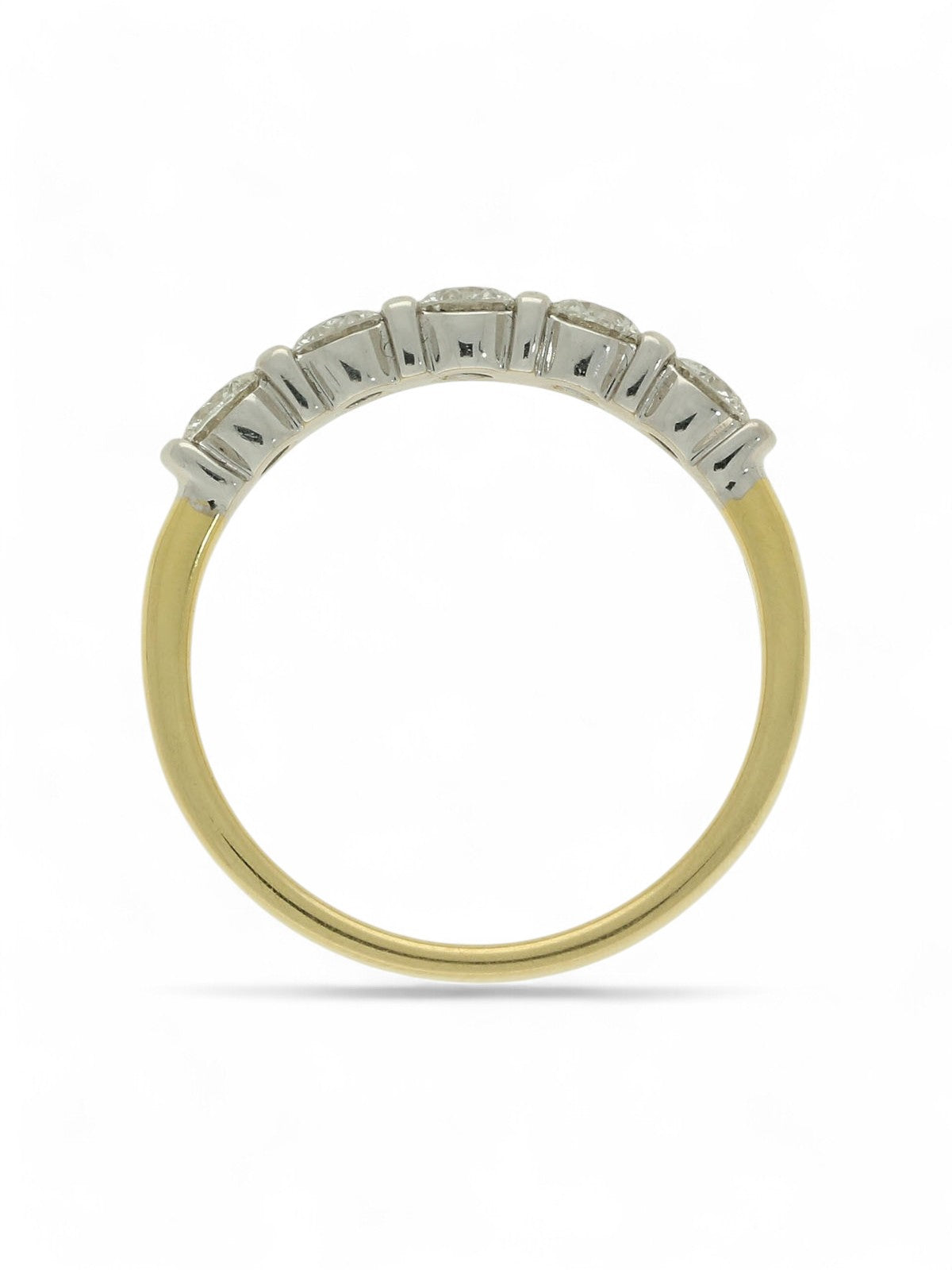 Five Stone Diamond Ring 0.75ct Certificated Round Brilliant Cut in 18ct Yellow & White Gold