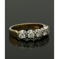 Diamond Round Brilliant Five Stone Half Eternity Ring in 18ct Yellow & White Gold