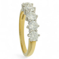 Five Stone Diamond Ring 1.26ct Round Brilliant Cut in 18ct Yellow & White Gold