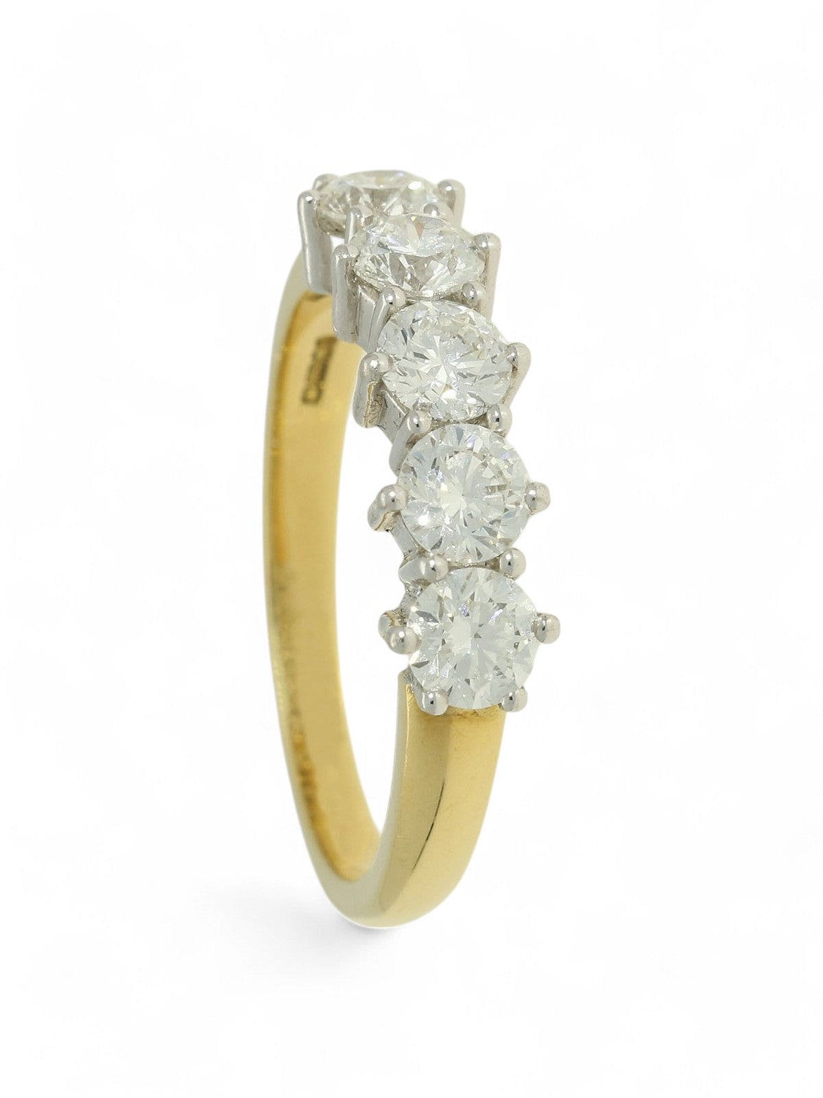 Five Stone Diamond Ring 1.26ct Round Brilliant Cut in 18ct Yellow & White Gold