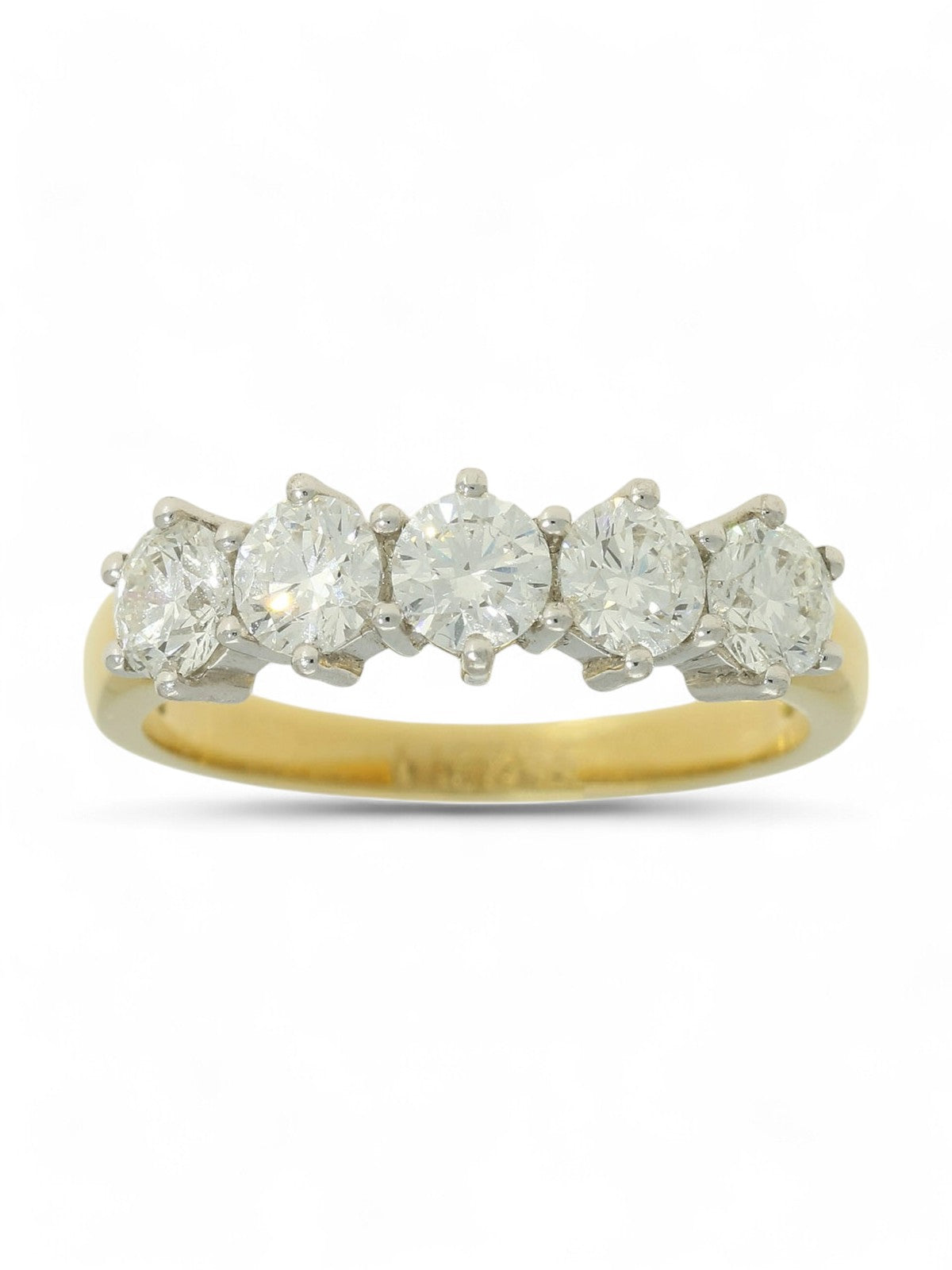 Five Stone Diamond Ring 1.26ct Round Brilliant Cut in 18ct Yellow & White Gold