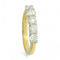 Five Stone Diamond Ring 1.01ct Round Brilliant Cut in 18ct Yellow & White Gold