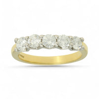 Five Stone Diamond Ring 1.01ct Round Brilliant Cut in 18ct Yellow & White Gold