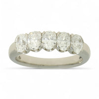 Five Stone Diamond Ring 1.52ct Oval Cut in 18ct White Gold