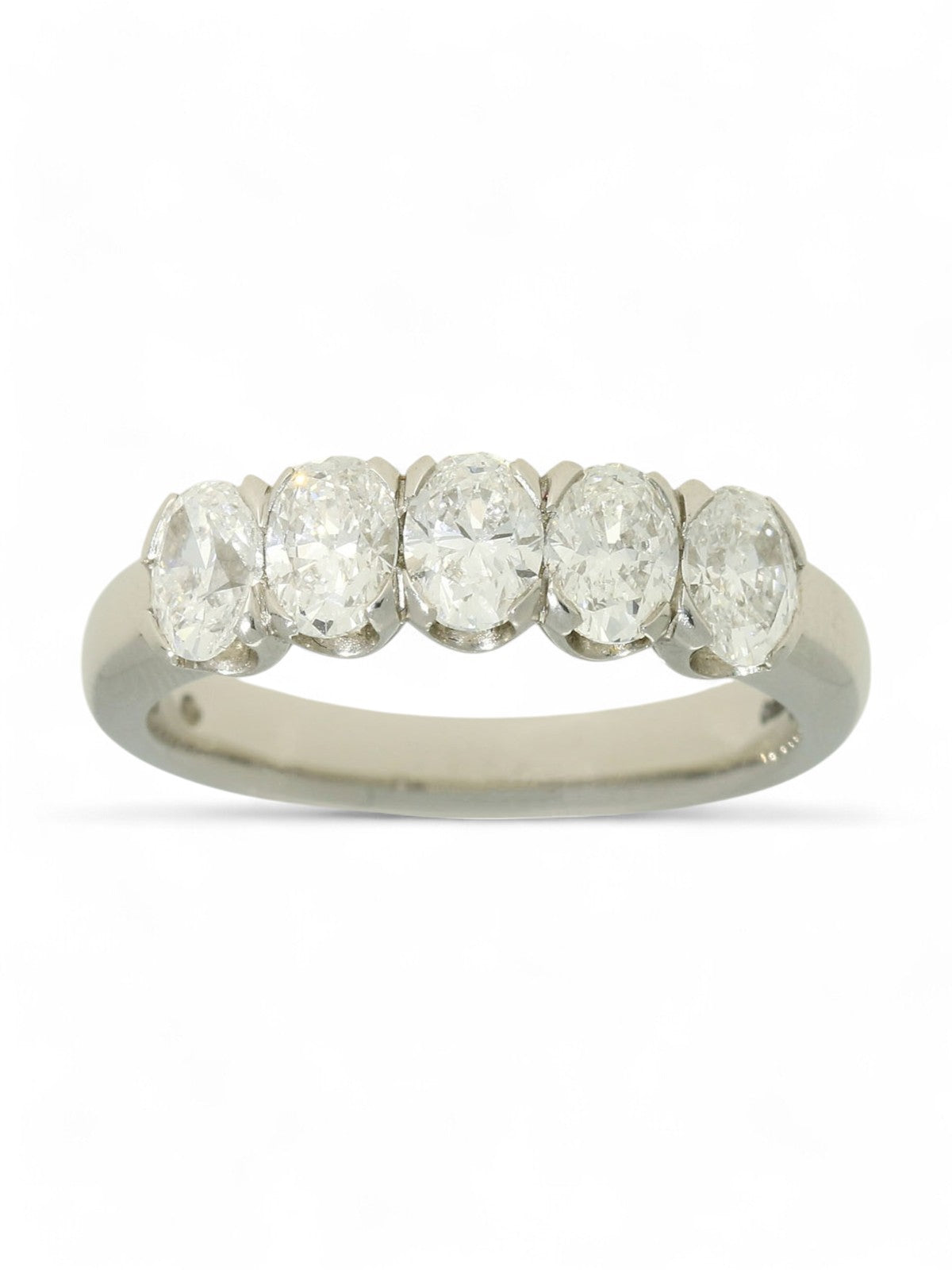 Five Stone Diamond Ring 1.52ct Oval Cut in 18ct White Gold