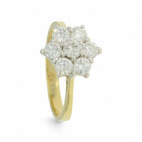 Diamond Cluster Ring 1.06ct Round Brilliant Cut in 18ct Yellow & White Gold