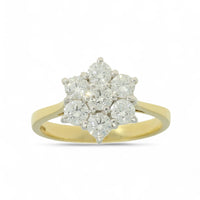 Diamond Cluster Ring 1.06ct Round Brilliant Cut in 18ct Yellow & White Gold