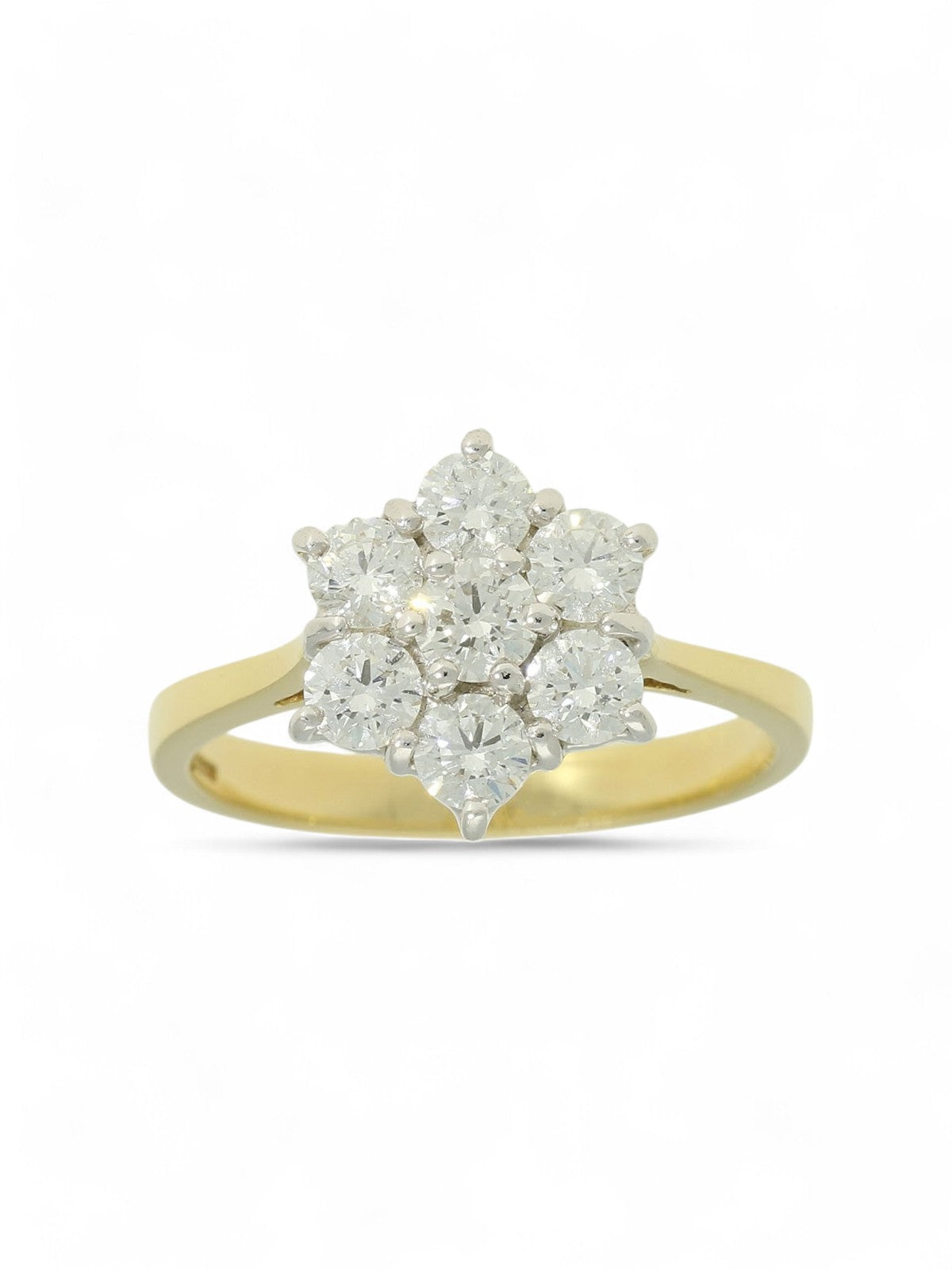 Diamond Cluster Ring 1.06ct Round Brilliant Cut in 18ct Yellow & White Gold