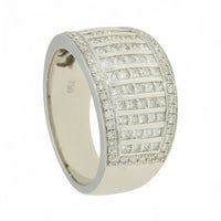 SALE Diamond Cluster Ring 1.38ct Round Brilliant & Princess Cut in 18ct White Gold