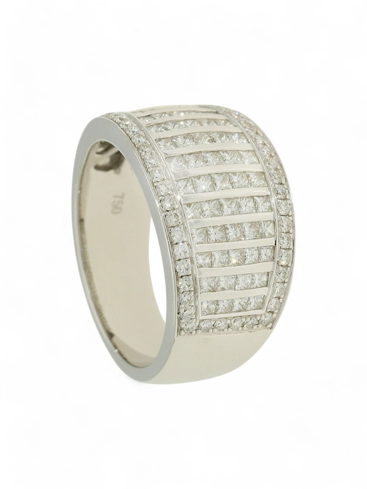 SALE Diamond Cluster Ring 1.38ct Round Brilliant & Princess Cut in 18ct White Gold