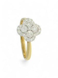 Diamond Floral Cluster Ring 0.46ct Round Brilliant Cut in 18ct Yellow and White Gold