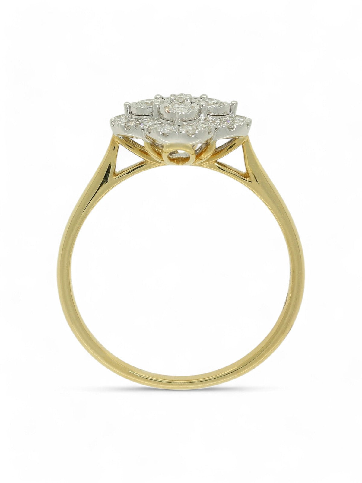 Diamond Floral Cluster Ring 0.46ct Round Brilliant Cut in 18ct Yellow and White Gold