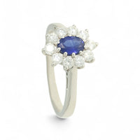 Sapphire & Diamond Cluster Ring in 18ct White Gold