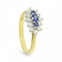 Sapphire & Diamond Cluster Ring in 18ct Yellow & White Gold