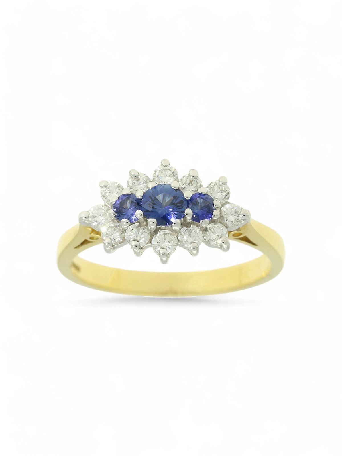 Sapphire & Diamond Cluster Ring in 18ct Yellow & White Gold