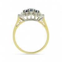 Sapphire & Diamond Cluster Ring in 18ct Yellow & White Gold