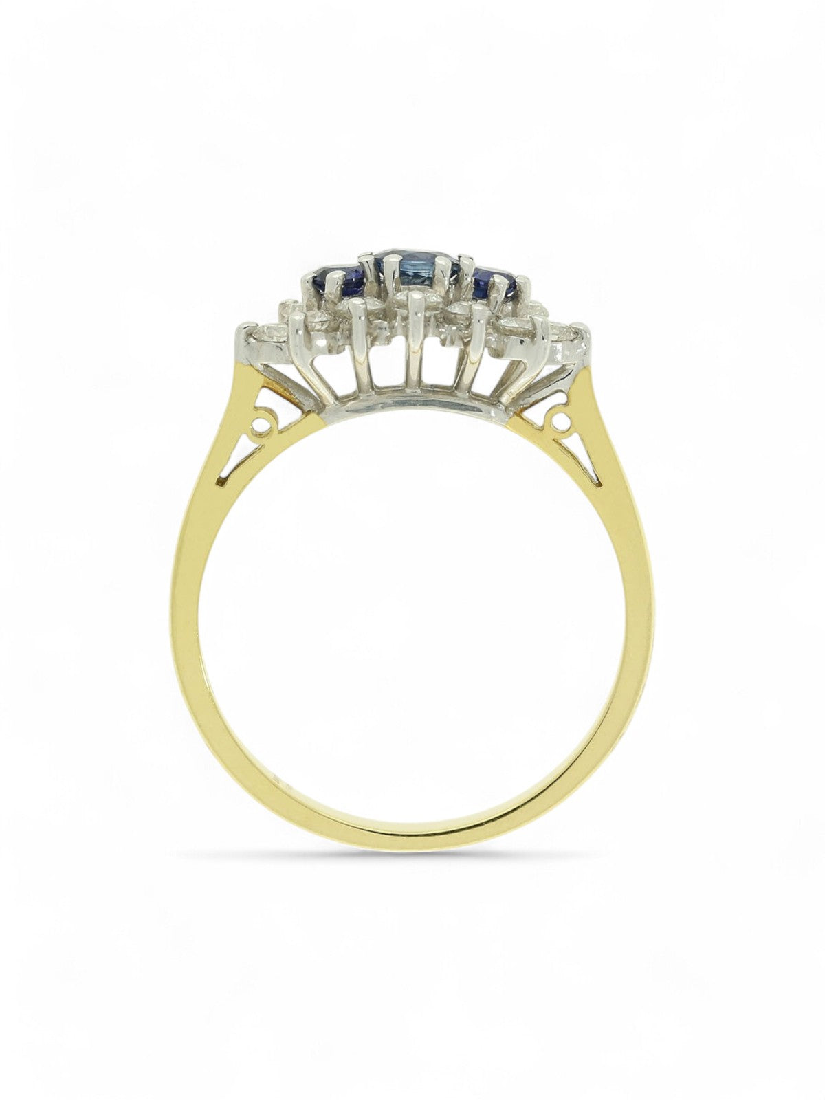 Sapphire & Diamond Cluster Ring in 18ct Yellow & White Gold